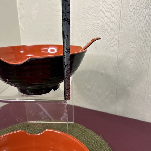 4-Piece Japanese Style Ramen Noodle Bowl Set with Spoons Orange Black - Picture 7 of 8